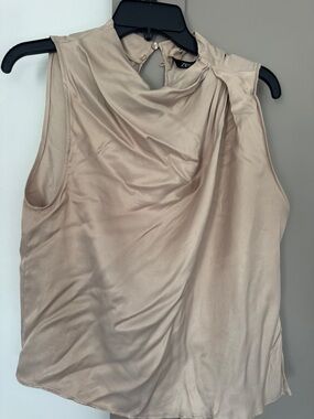 Zara Champagne Satin Sleeveless Drape Neck Camisole